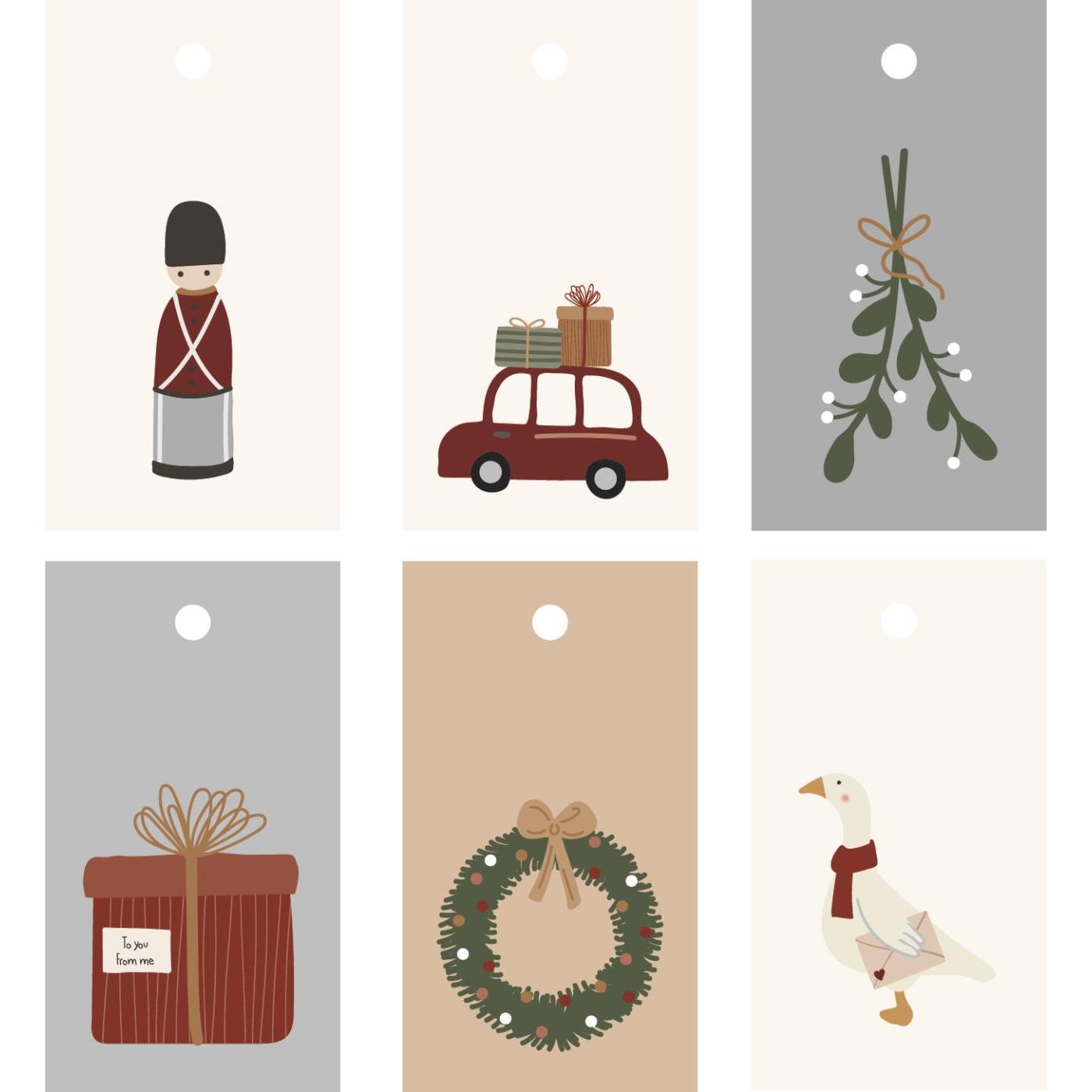 Festive Christmas Tags Set of 6
