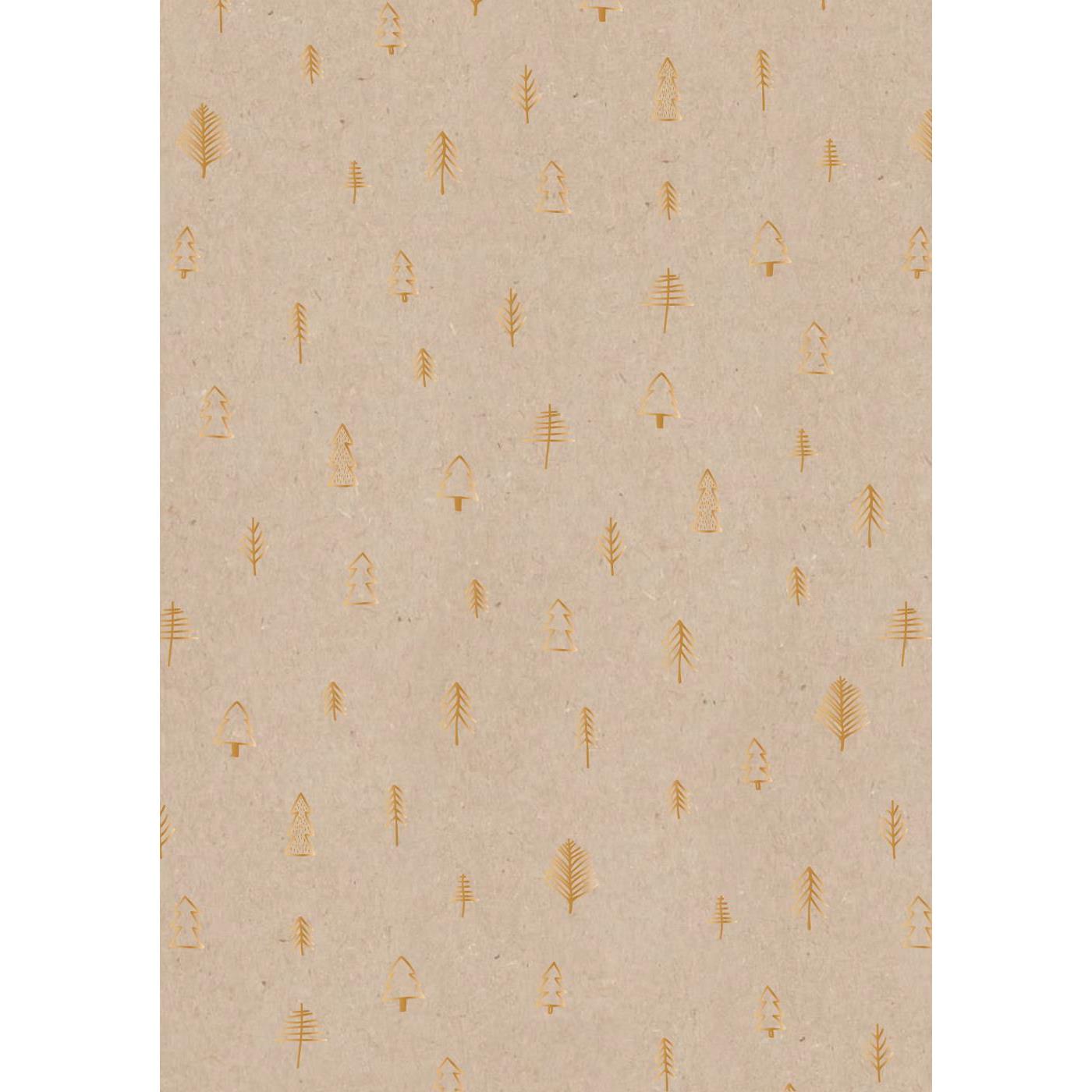 Gift Wrap Roll 5mt Forest Design Kraft Brown