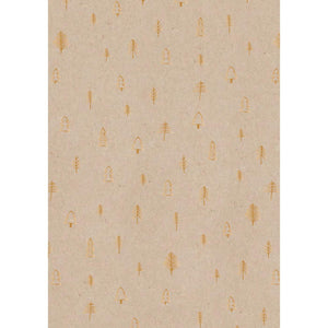 Gift Wrap Roll 5mt Forest Design Kraft Brown