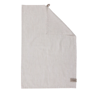 Cotton Tea Towel Beige and White Stripes