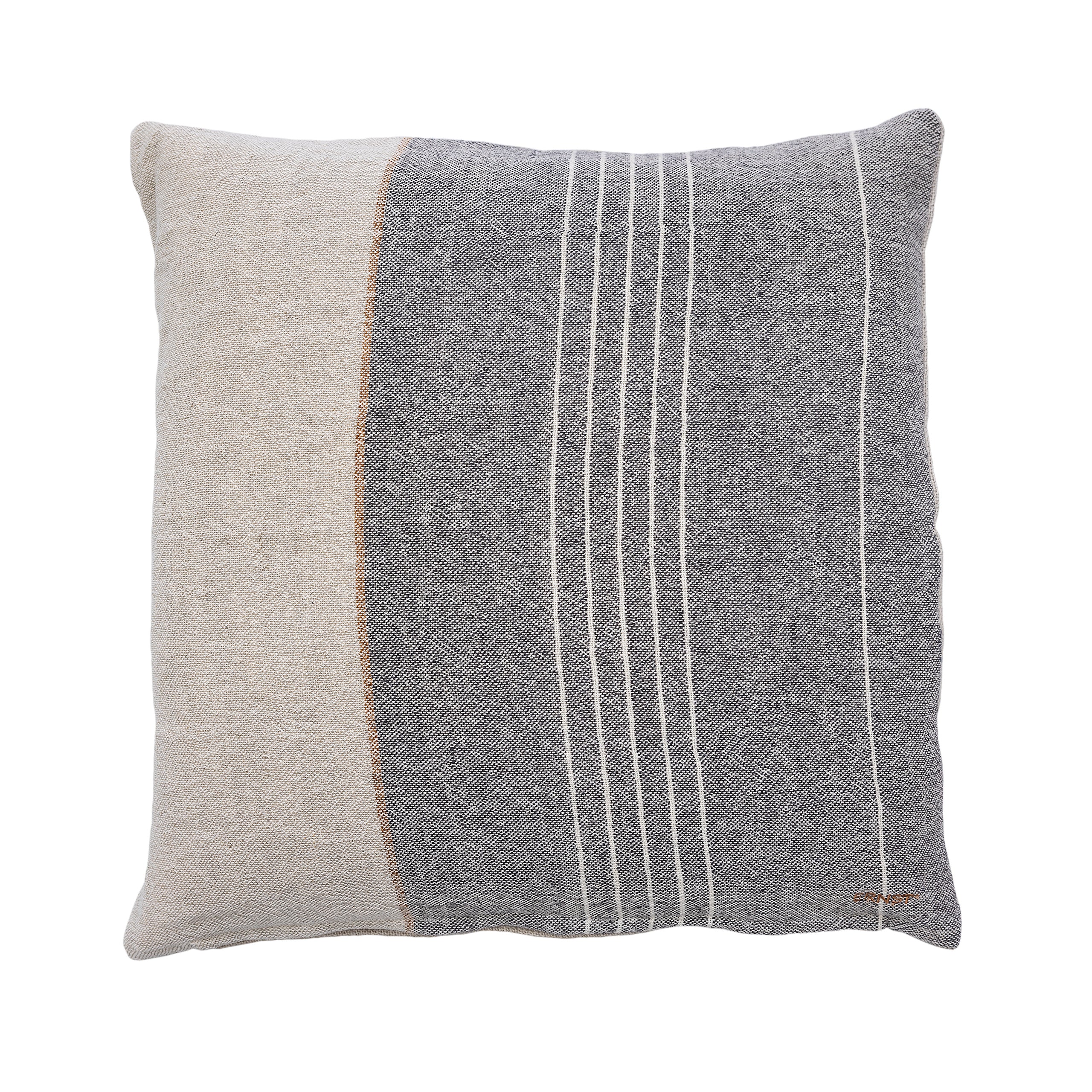 Linen Cushion Grey and Natural 50x50