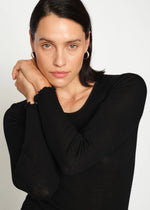 Load image into Gallery viewer, MosMosh Elaine Seamless Silk Tee Black

