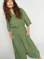 Load image into Gallery viewer, MosMosh Rayas Alexis Dress Turf Green
