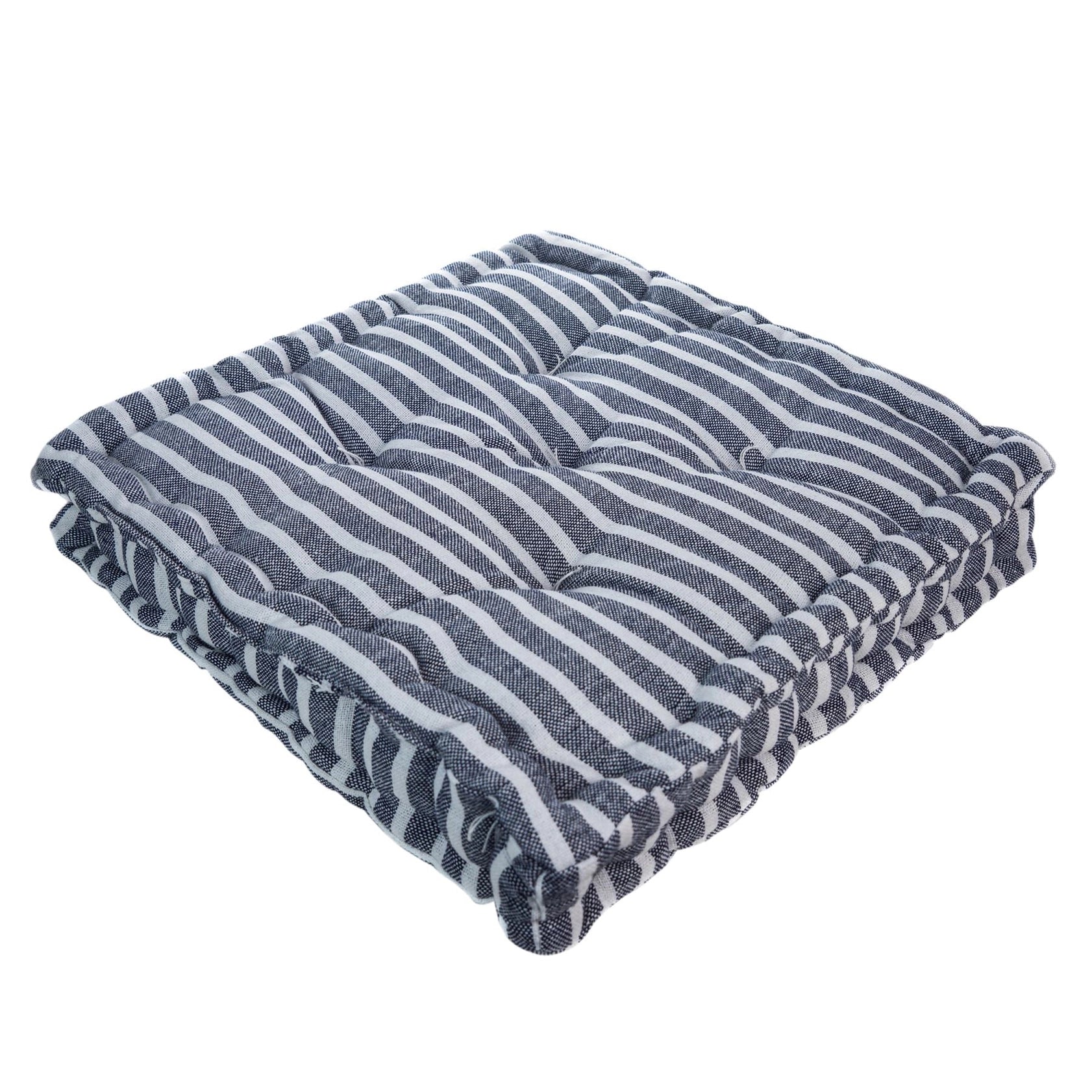 SEAT PAD CUSHION FRENCH NAVY STRIPE COTTON