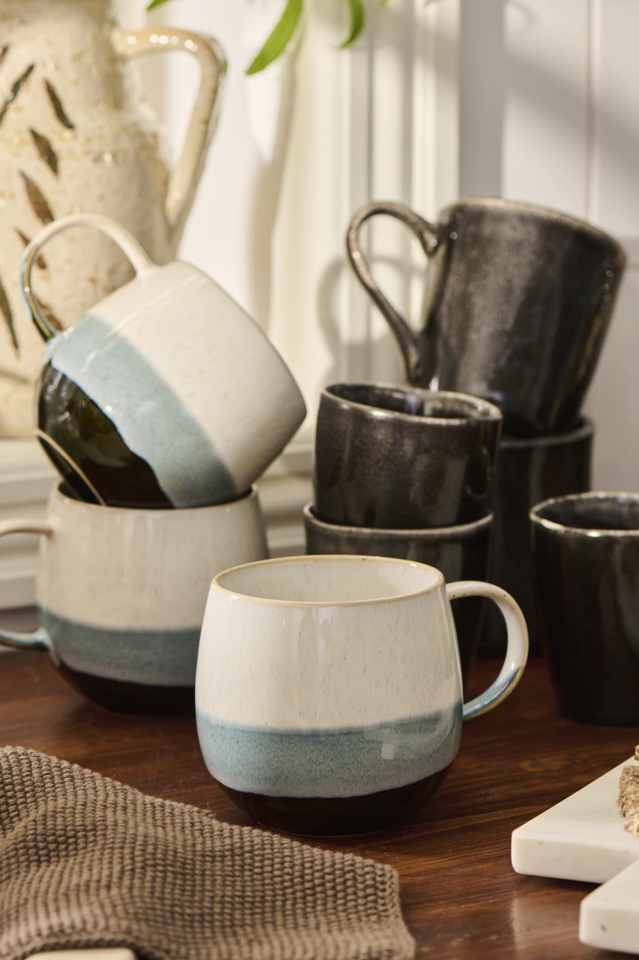 Ceramic Mug Blue Layered Design