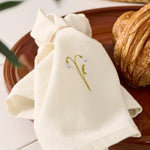Load image into Gallery viewer, Buttercream Napkin with Snowdrop Embroidery
