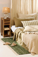 Load image into Gallery viewer, Linen Blend Green Striped Long Cushion
