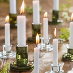 Load image into Gallery viewer, Short Green Glass Candle Holder Dinner Candles
