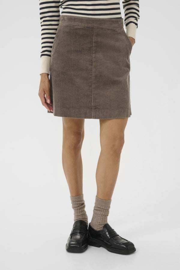 Part Two Lings Cord Skirt Falcon Brown