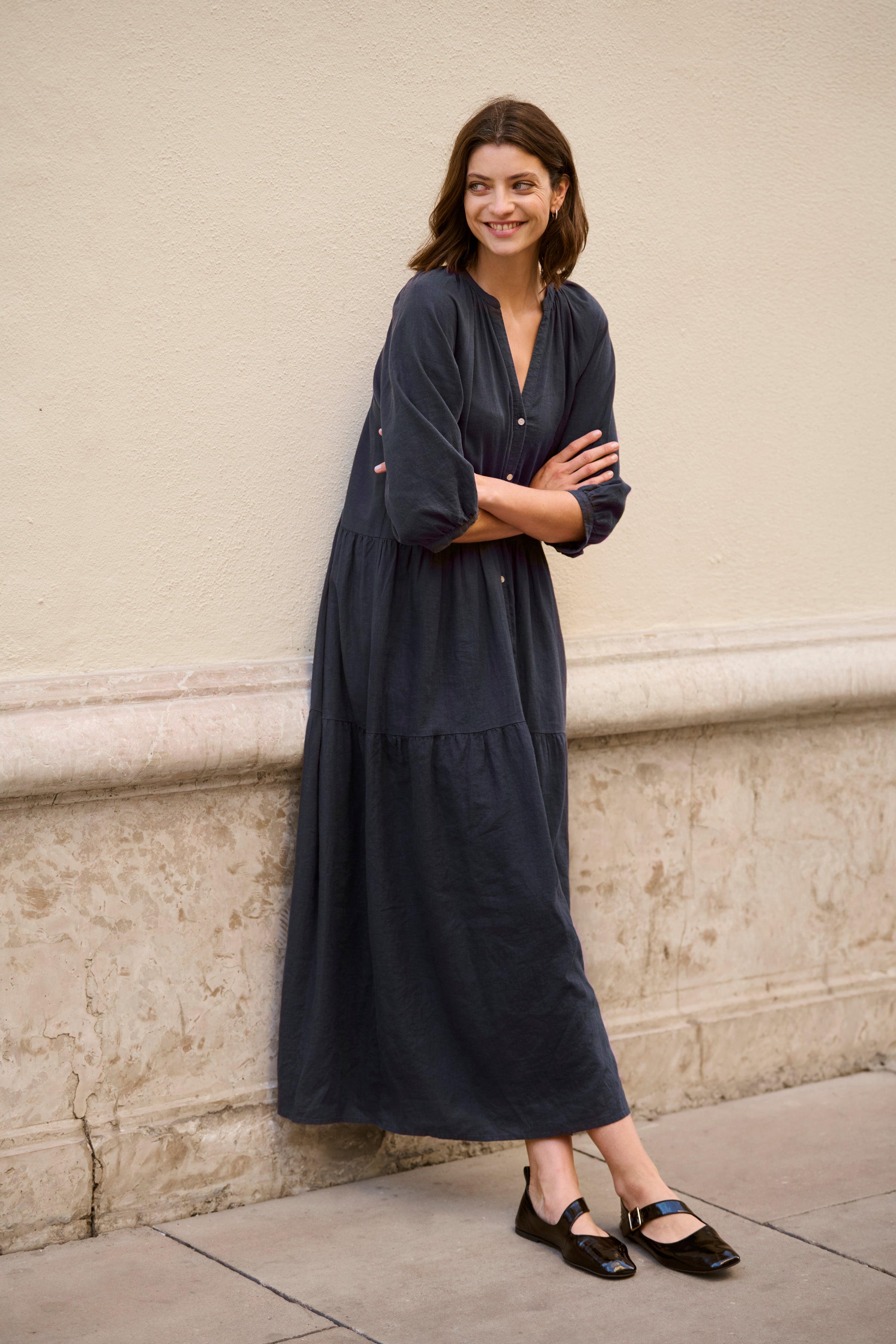 Part Two Nataliya Navy Dress Linen
