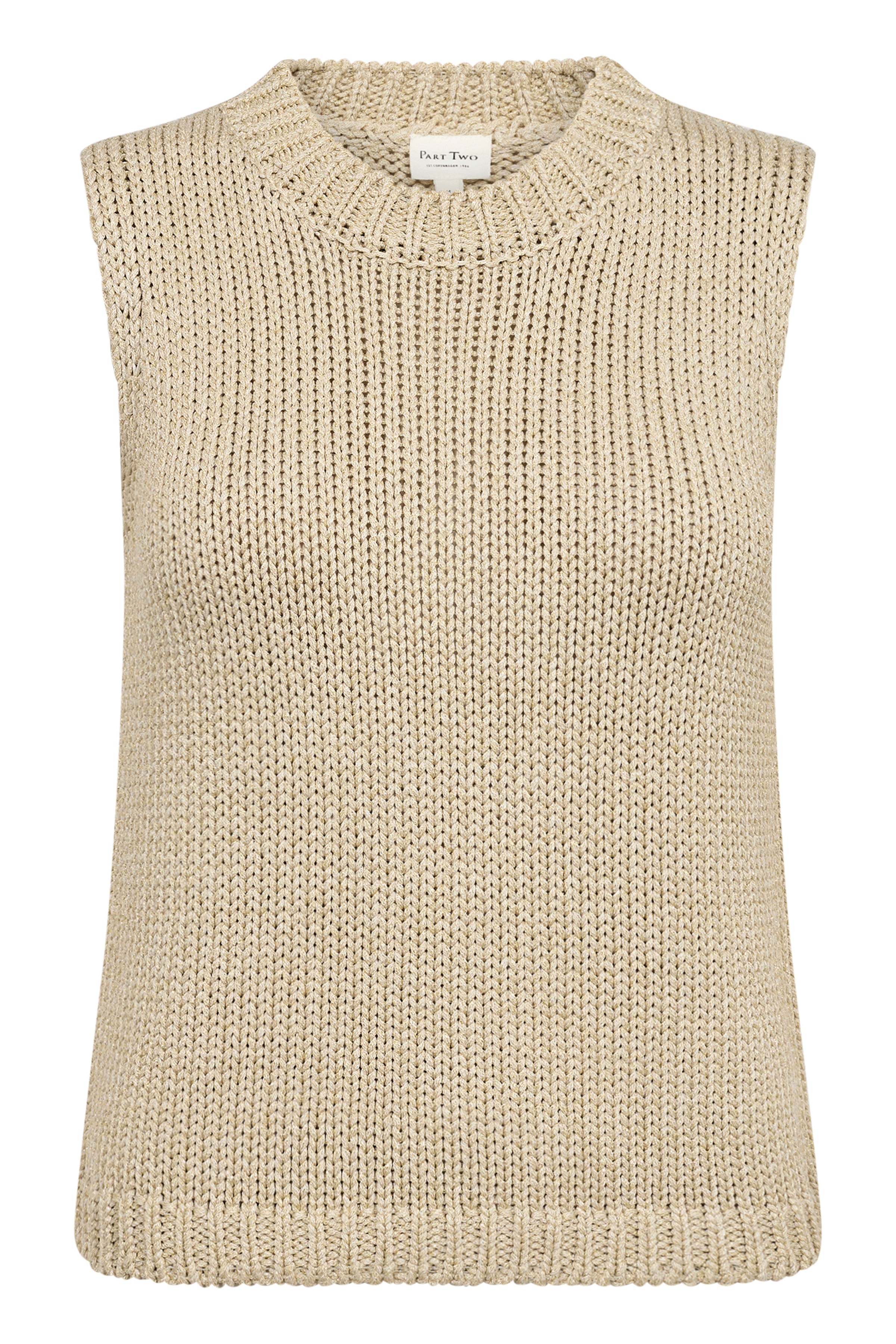 Part Two Nathanie Vest Knitted Metallic Gold
