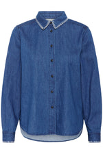 Load image into Gallery viewer, Part Two Sarafia Denim Shirt with Embroidered Collar
