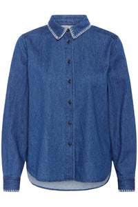 Part Two Sarafia Denim Shirt with Embroidered Collar