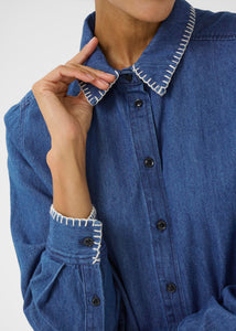 Part Two Sarafia Denim Shirt with Embroidered Collar