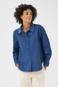 Part Two Sarafia Denim Shirt with Embroidered Collar