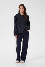 Load image into Gallery viewer, Part Two Siffe Navy Blouse
