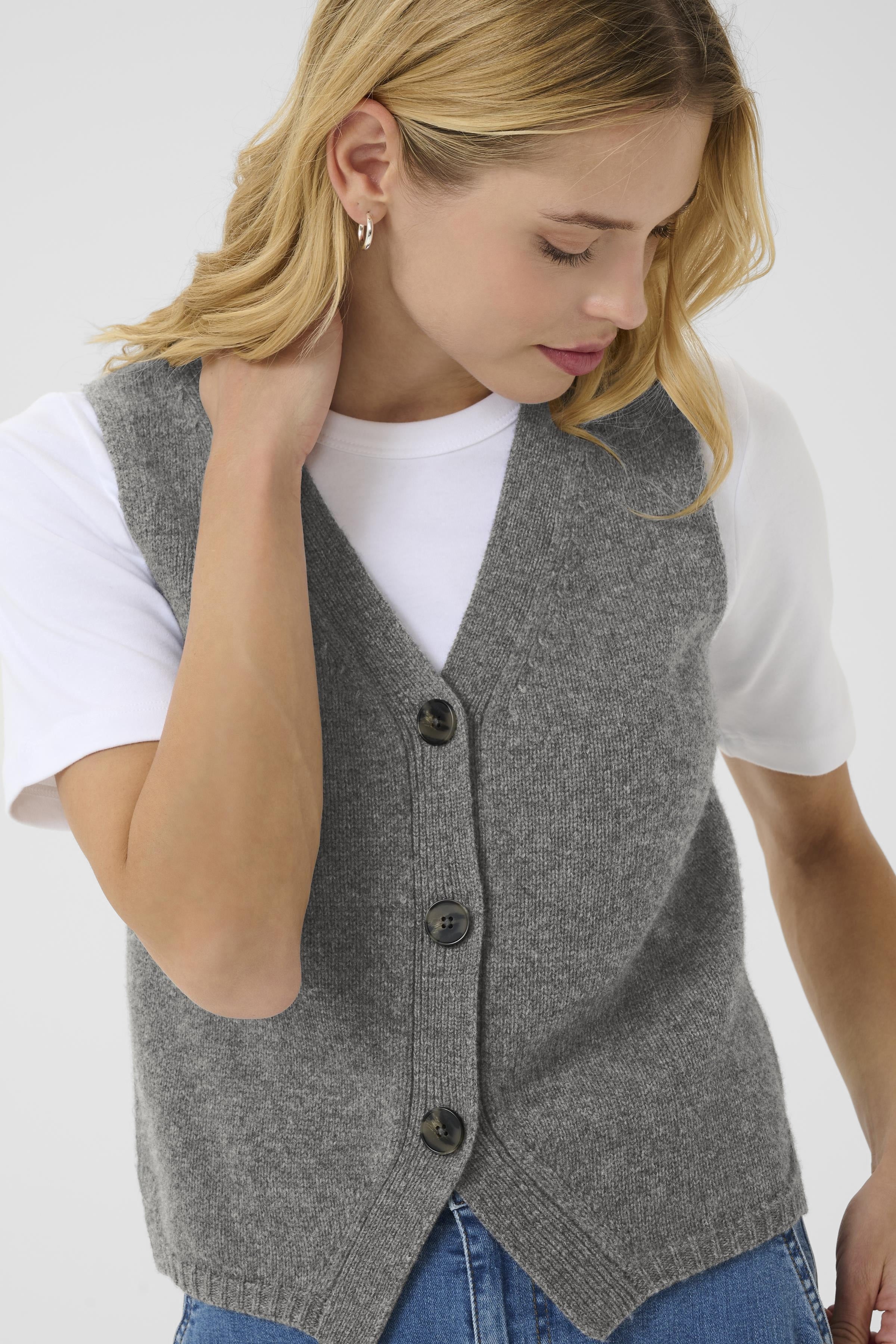 Part Two Sylva Waistcoat Knitted Vest Grey