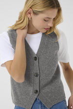 Load image into Gallery viewer, Part Two Sylva Waistcoat Knitted Vest Grey
