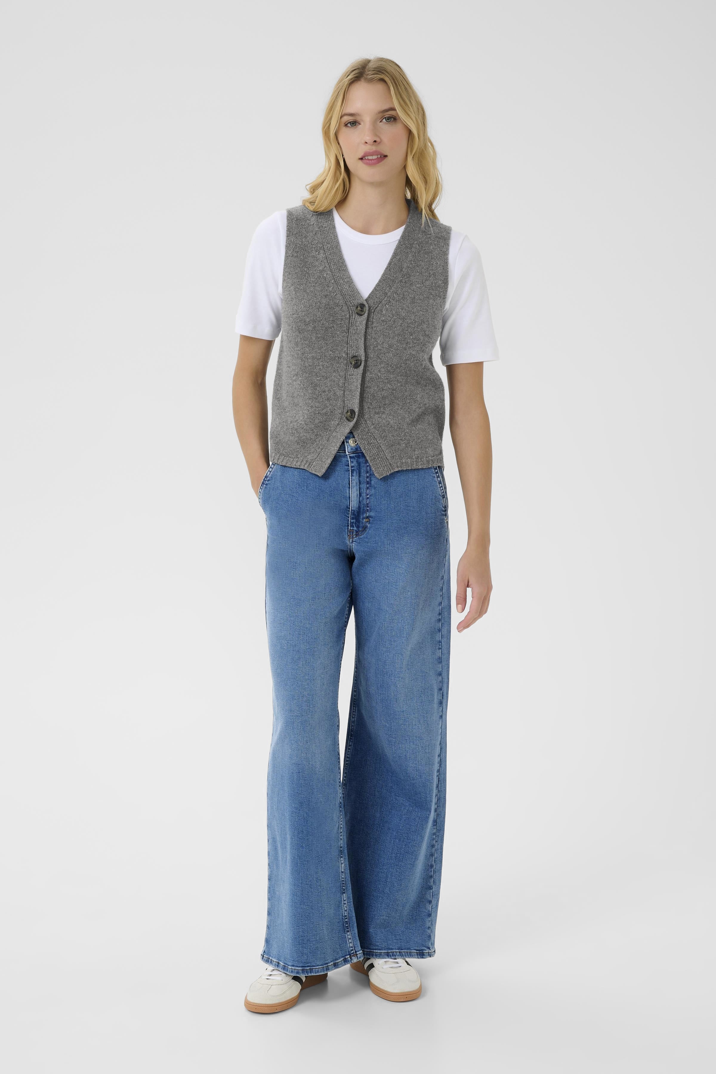 Part Two Sylva Waistcoat Knitted Vest Grey
