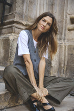 Load image into Gallery viewer, Part Two Sylva Waistcoat Knitted Vest Grey
