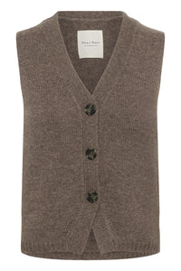 Part Two Sylva Waistcoat Knitted Vest Soft Brown