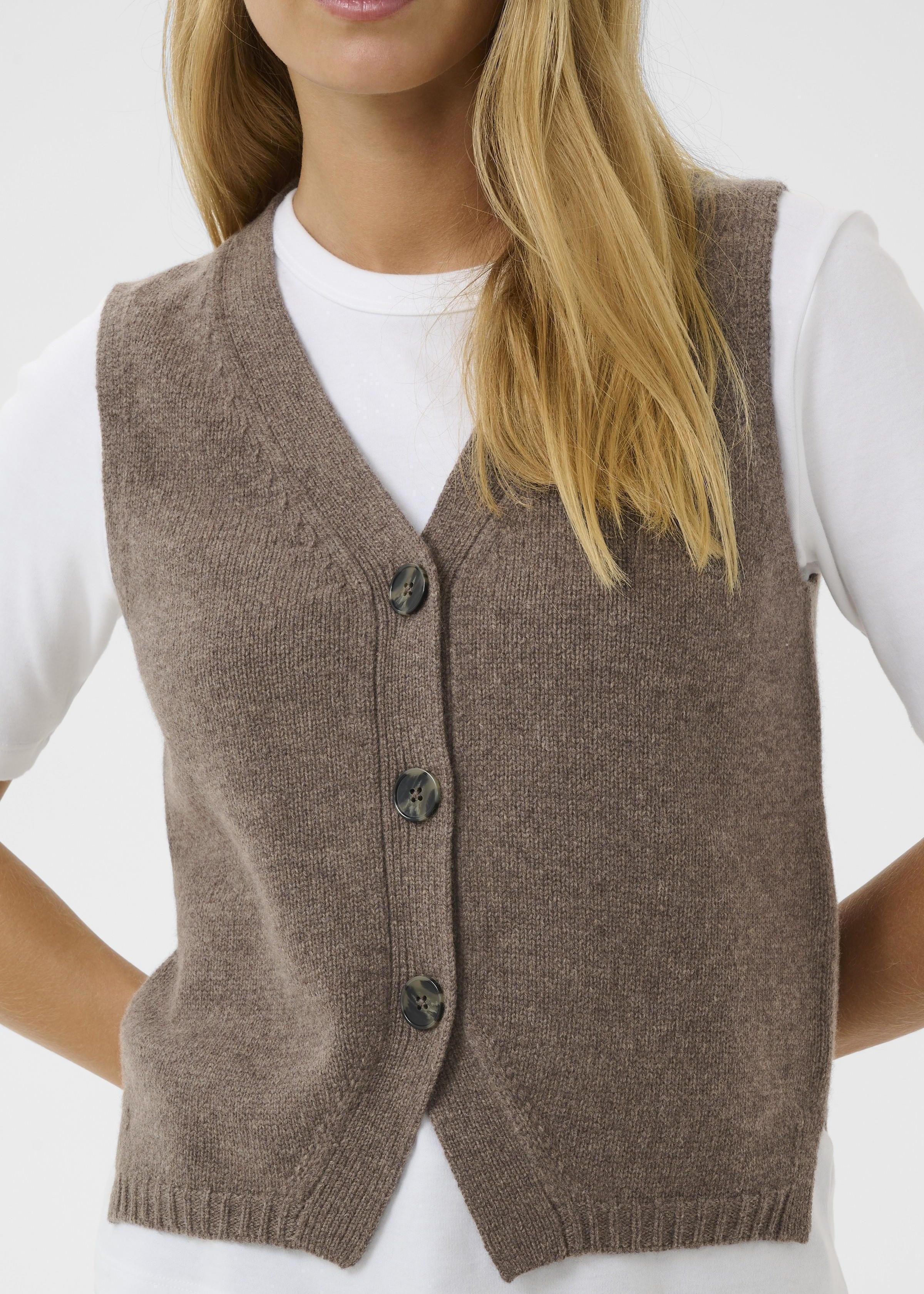 Part Two Sylva Waistcoat Knitted Vest Soft Brown