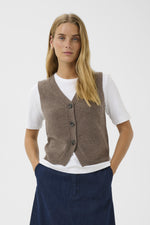 Load image into Gallery viewer, Part Two Sylva Waistcoat Knitted Vest Soft Brown
