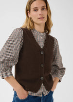 Load image into Gallery viewer, Part Two Sylva Knitted Waistcoat Mole Brown
