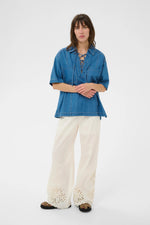 Load image into Gallery viewer, Part Two Agnethe White Trousers with Embroidery
