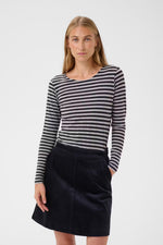 Load image into Gallery viewer, Part Two Striped Top Nemajas Dark Navy and Grey
