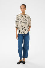 Load image into Gallery viewer, Part Two Almera Blouse Black Dot Flower Print
