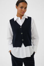 Load image into Gallery viewer, Part Two Sylva Knitted Waistcoat Navy
