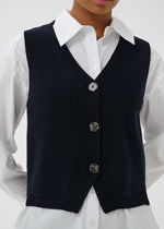 Load image into Gallery viewer, Part Two Sylva Knitted Waistcoat Navy
