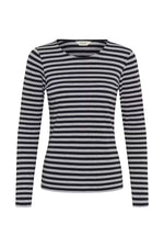 Load image into Gallery viewer, Part Two Striped Top Nemajas Dark Navy and Grey
