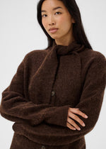 Load image into Gallery viewer, Part Two Chanie Chocolate Brown Tie Neck Cardigan
