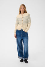 Load image into Gallery viewer, Part Two Charmaine Cardigan Oatmeal and Blue Grey
