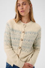 Load image into Gallery viewer, Part Two Charmaine Cardigan Oatmeal and Blue Grey
