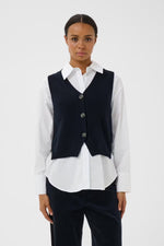 Load image into Gallery viewer, Part Two Sylva Knitted Waistcoat Navy
