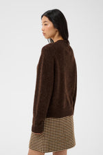 Load image into Gallery viewer, Part Two Chanie Chocolate Brown Tie Neck Cardigan
