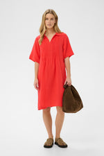 Load image into Gallery viewer, Part Two Ayla Linen Dress Poppy Red
