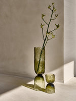 Load image into Gallery viewer, Diabolo Vase Hurricane Lantern Green Glass Small
