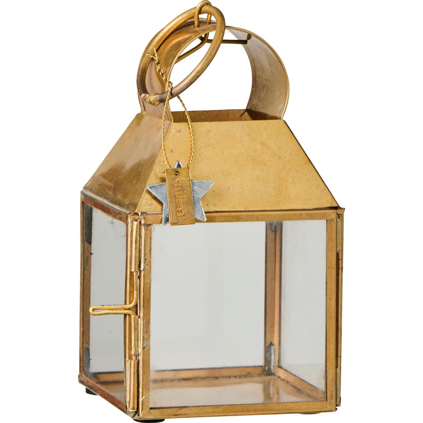 Mini Glass Lantern Brass