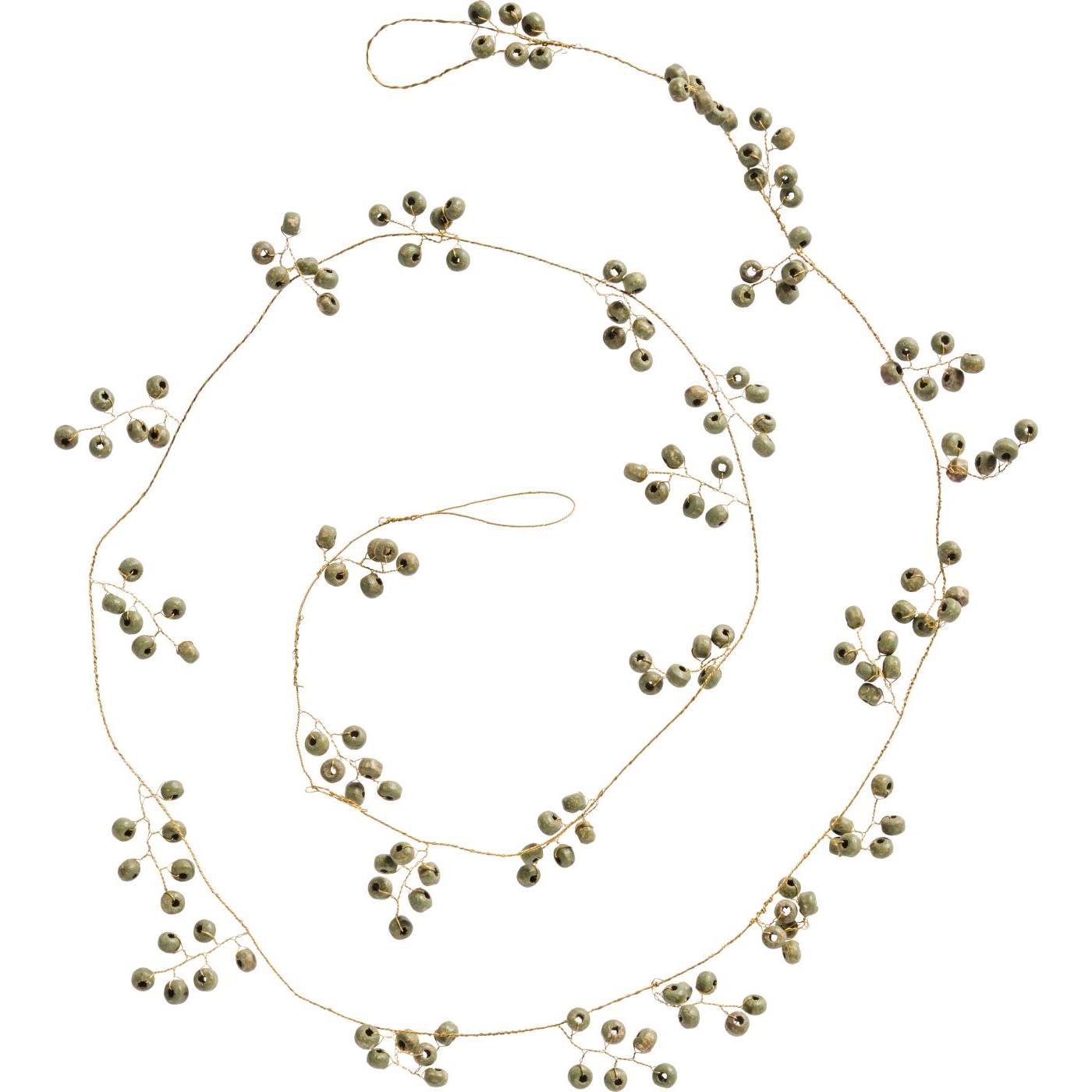 Wire String with Green Wooden Beads