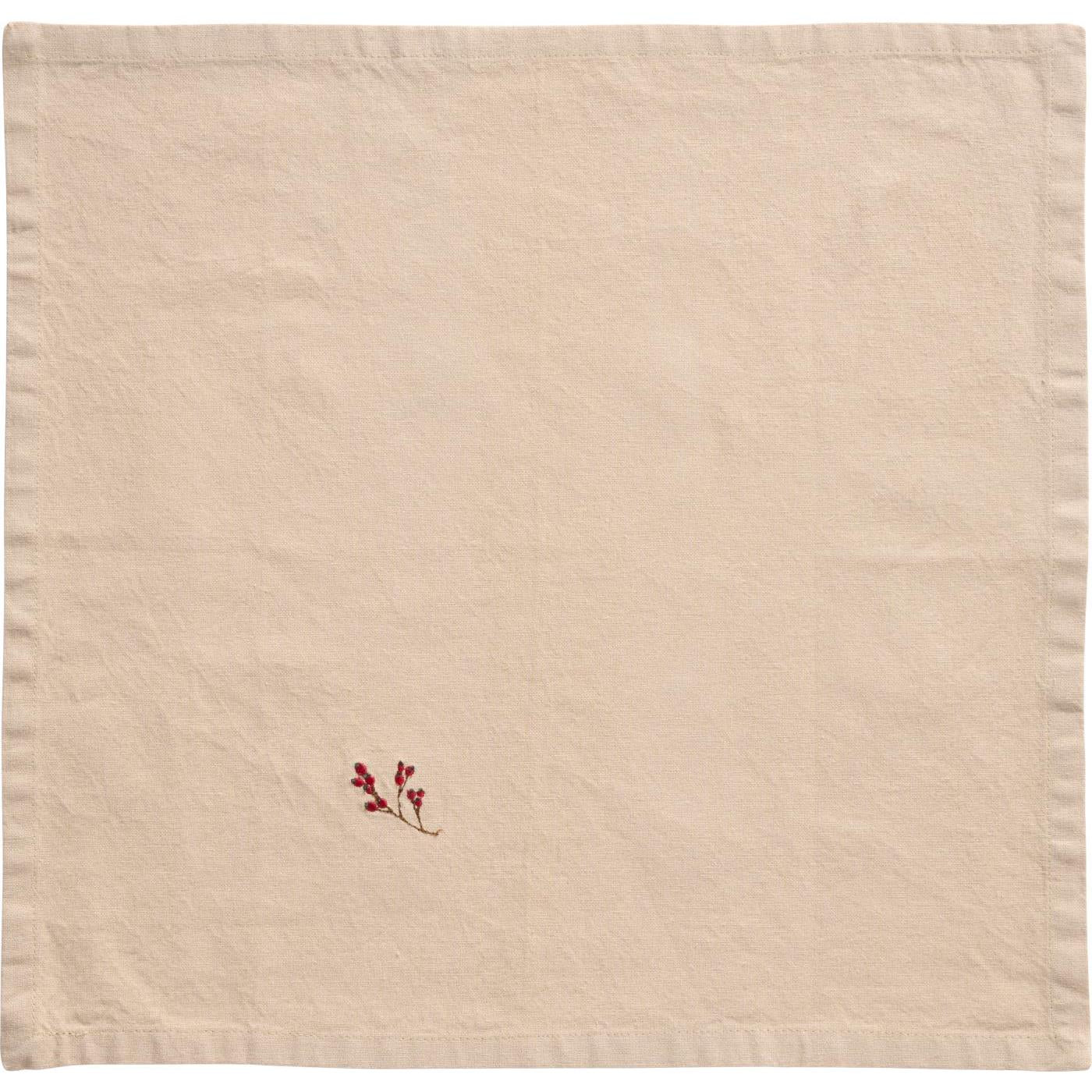Napkin Natural with Berry Embroidery