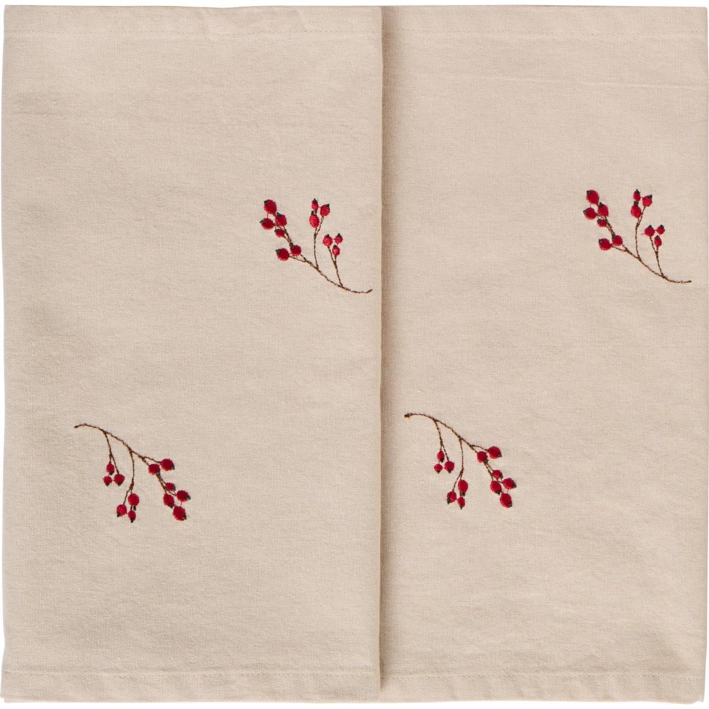 Table Runner Natural with Berry Embroidery