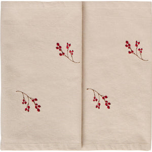 Table Runner Natural with Berry Embroidery