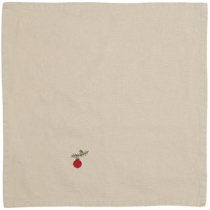 Napkin with Christmas Ornaments Embroidered Design