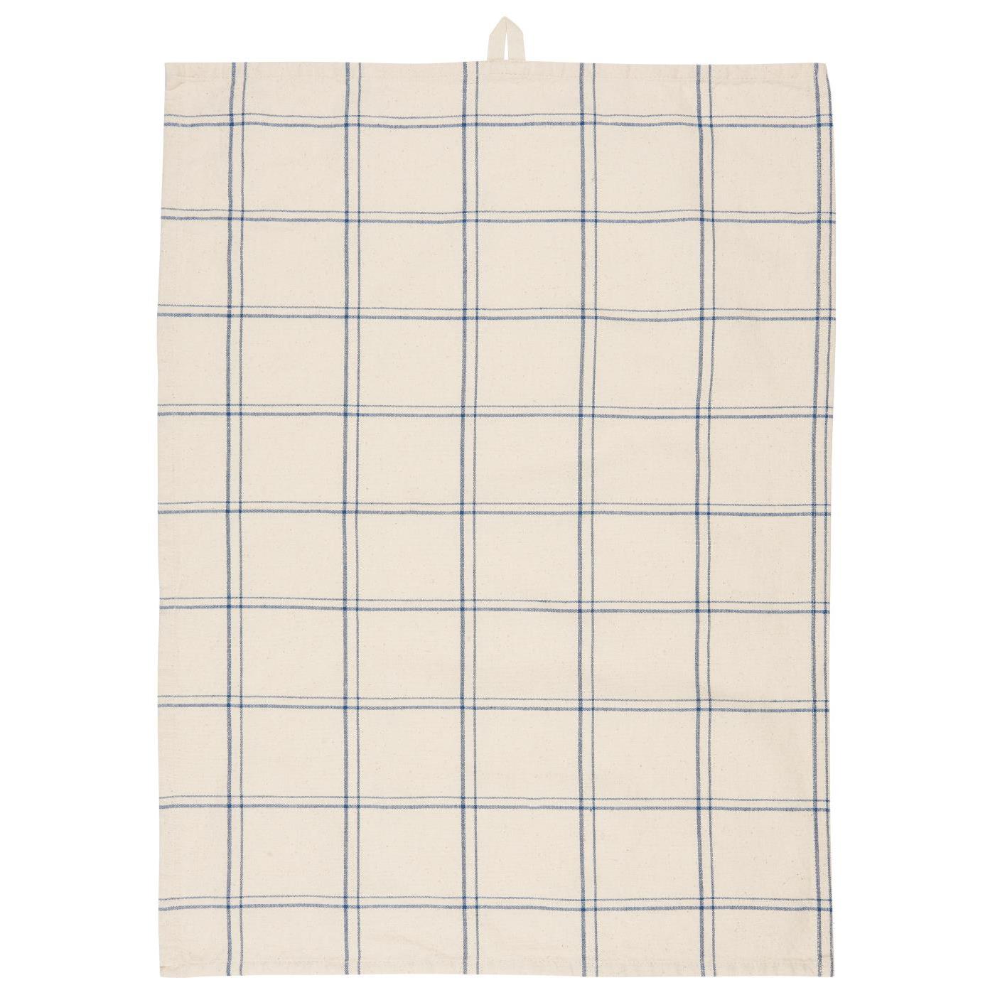 Tea Towel Ebbe Natural and Blue Line Check