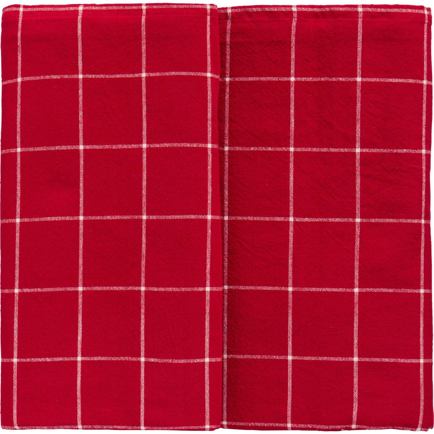 Cotton Red and White Checked Table Cloth