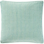 Load image into Gallery viewer, Blue and Green Striped Square Cushion with Feather Inner
